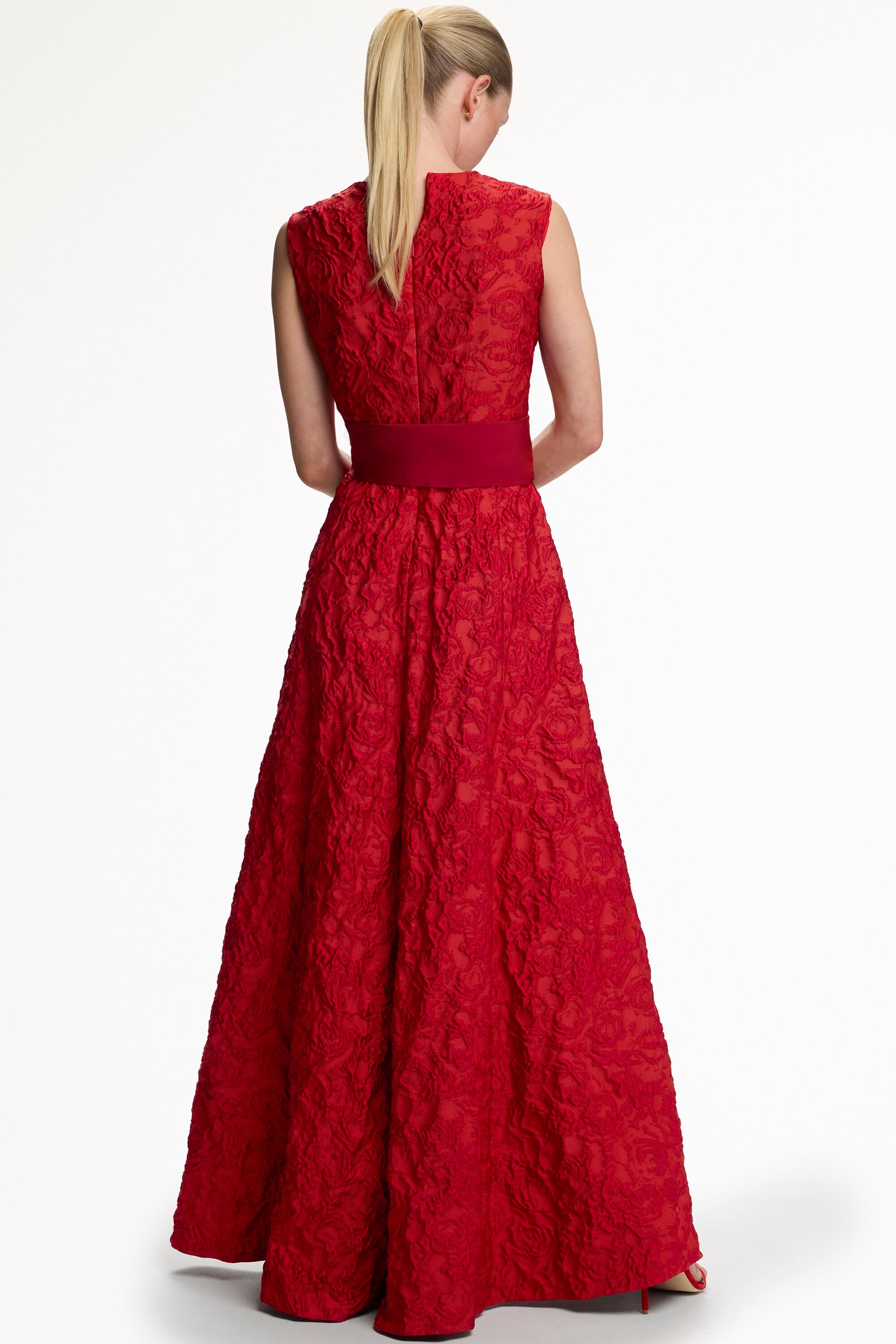 Brocade Long Dress with Sash red - CH Carolina Herrera United States