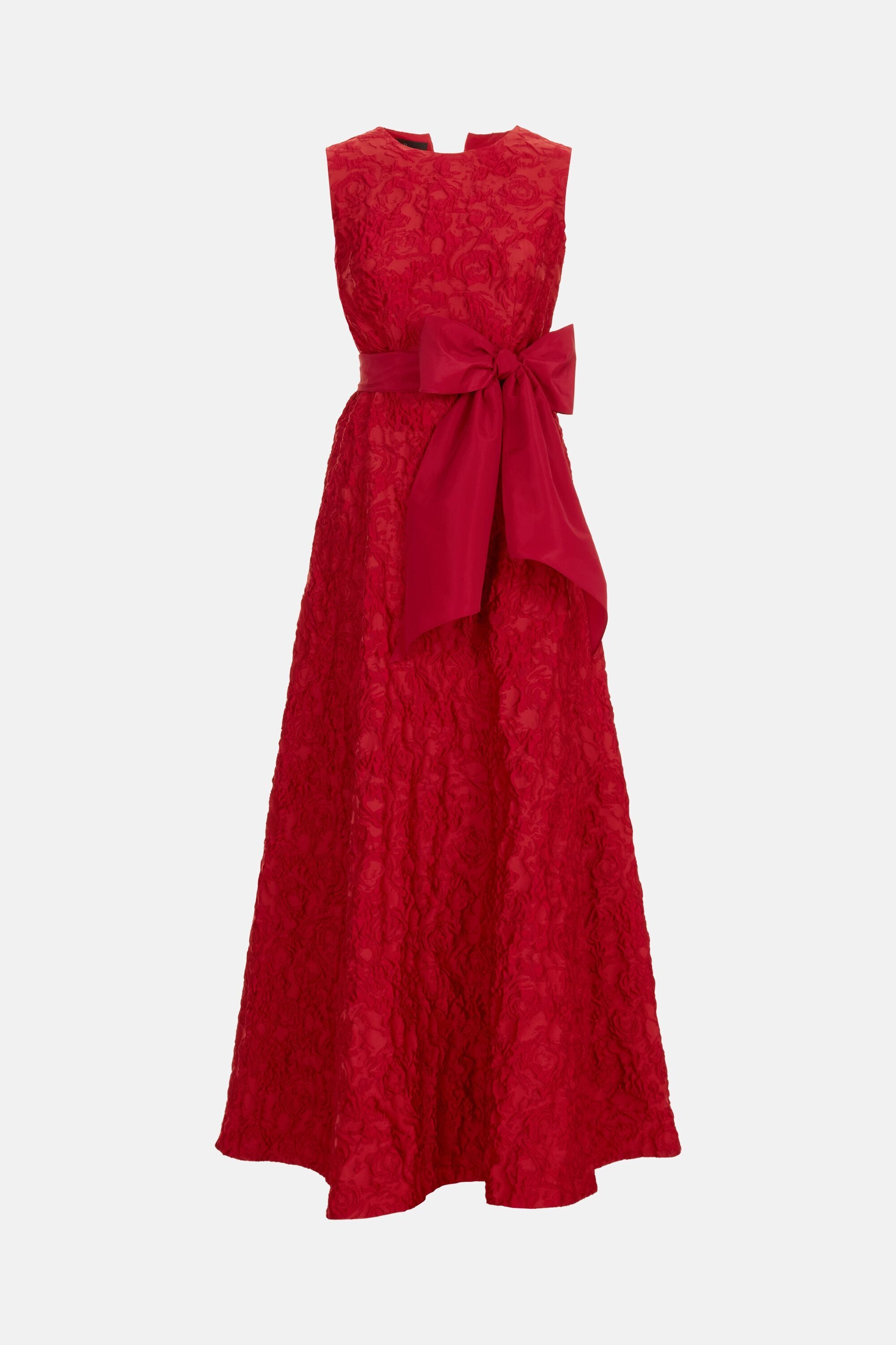 red brocade dress Brocade Long Dress with Sash red
