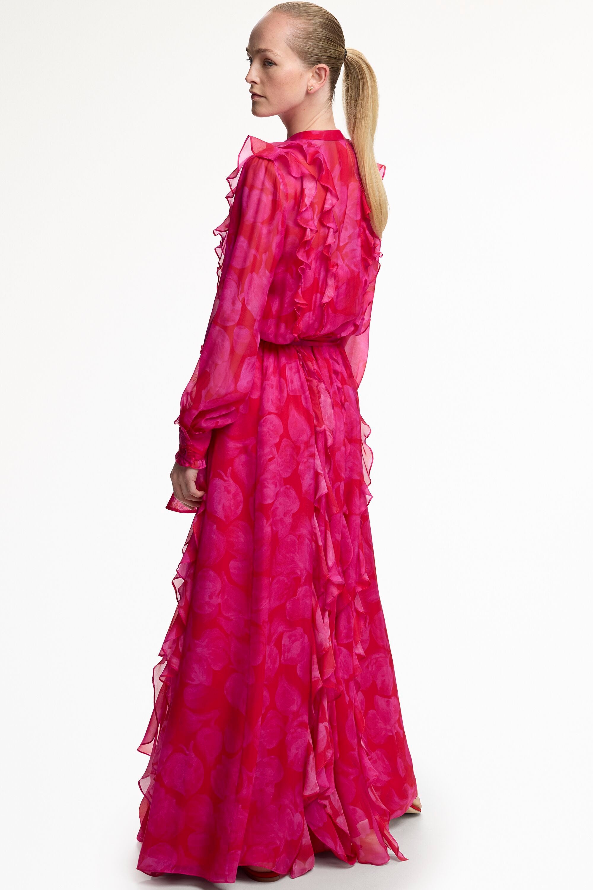 Print Silk Chiffon Shirt Dress