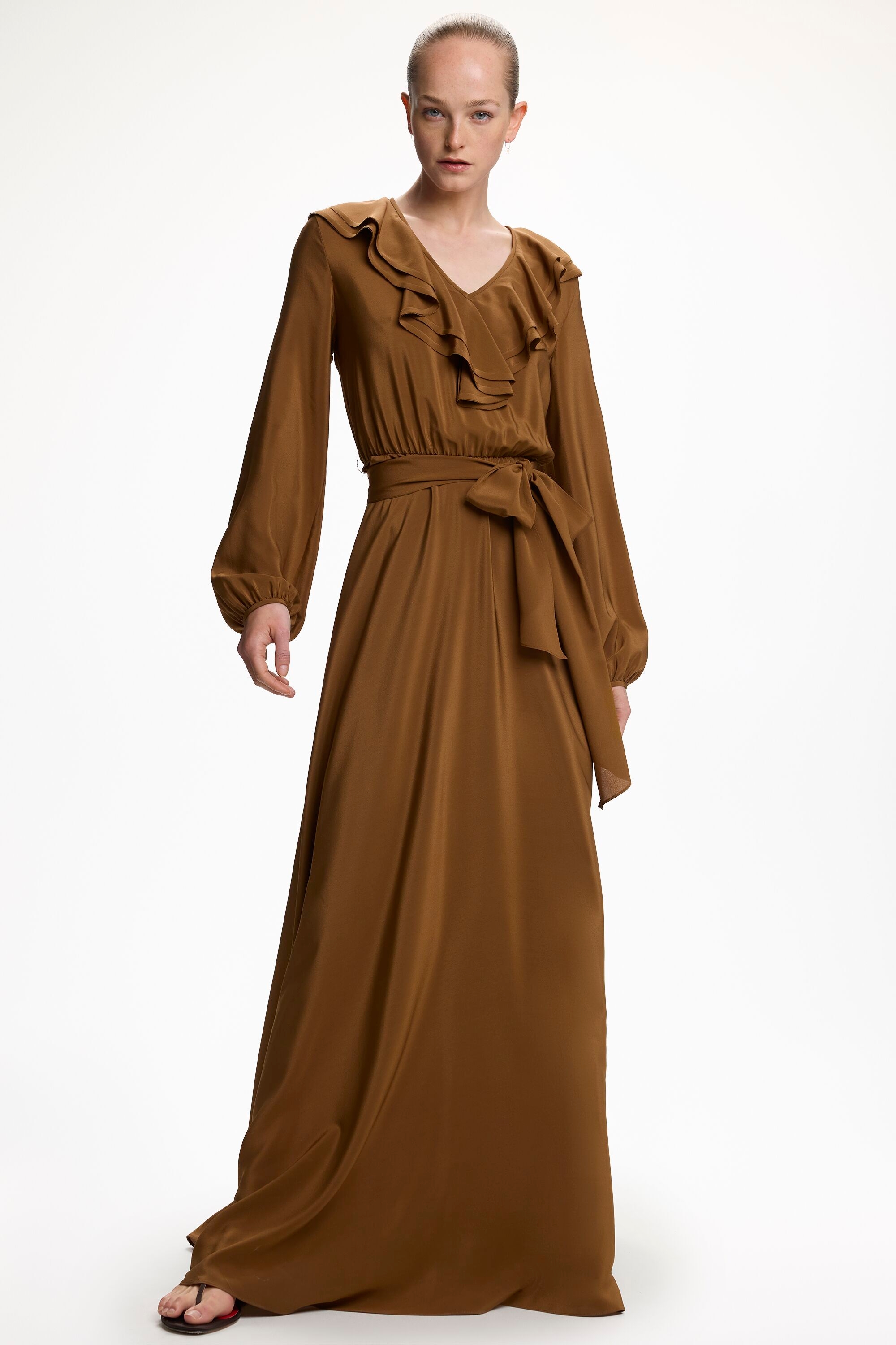 Silk Crepe de Chine Long Dress