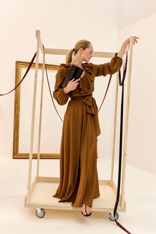 SILK CREPE DE CHINE LONG DRESS