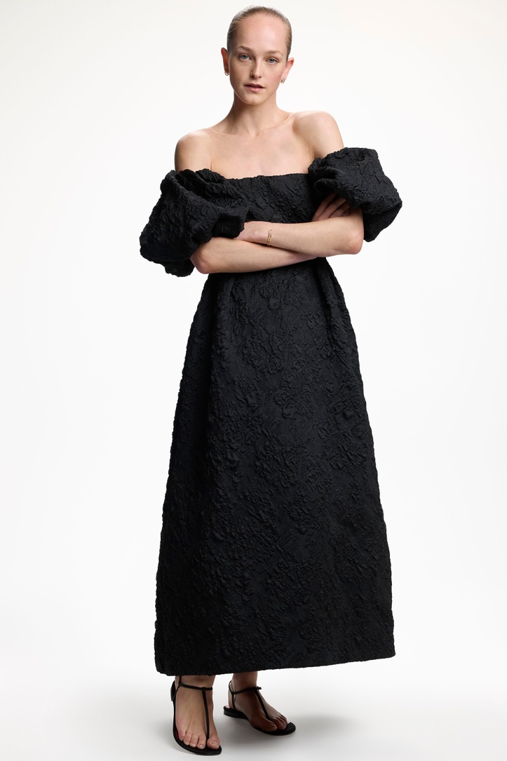 Vestido Midi Bandeau de Brocado