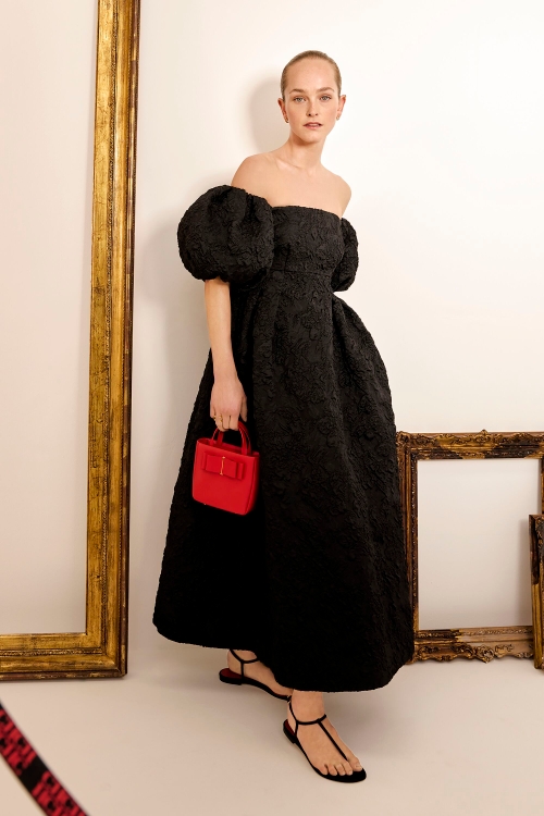 BROCADE BANDEAU MIDI DRESS