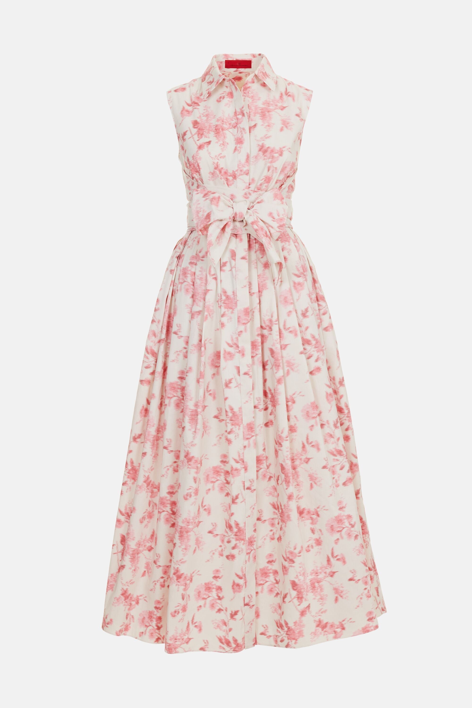 ch designs dress CH Carolina Herrera Pink Printed Cotton Belted Midi Shirt Dress L CH Carolina Herrera