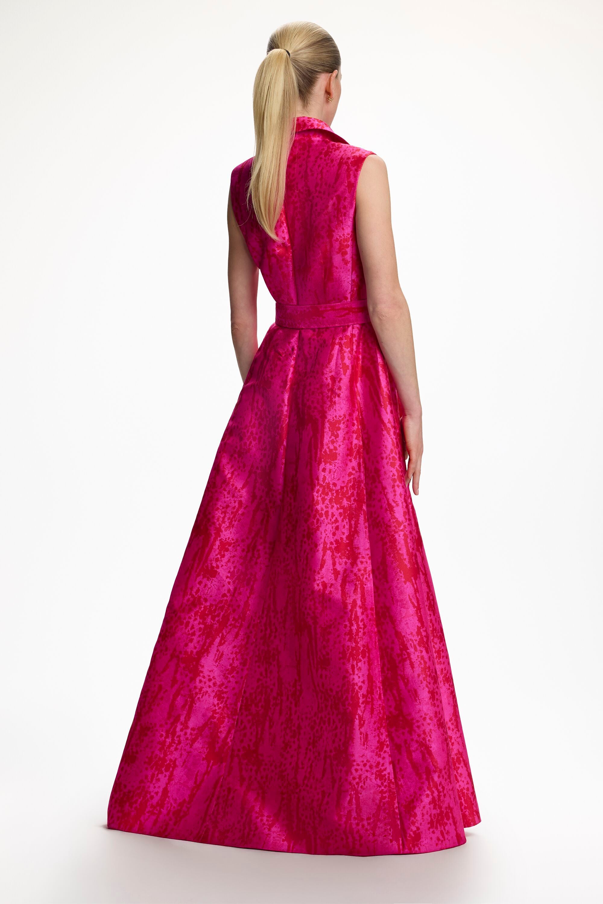 jacquard a line dress Back Bow Floral Jacquard A-Line Dress