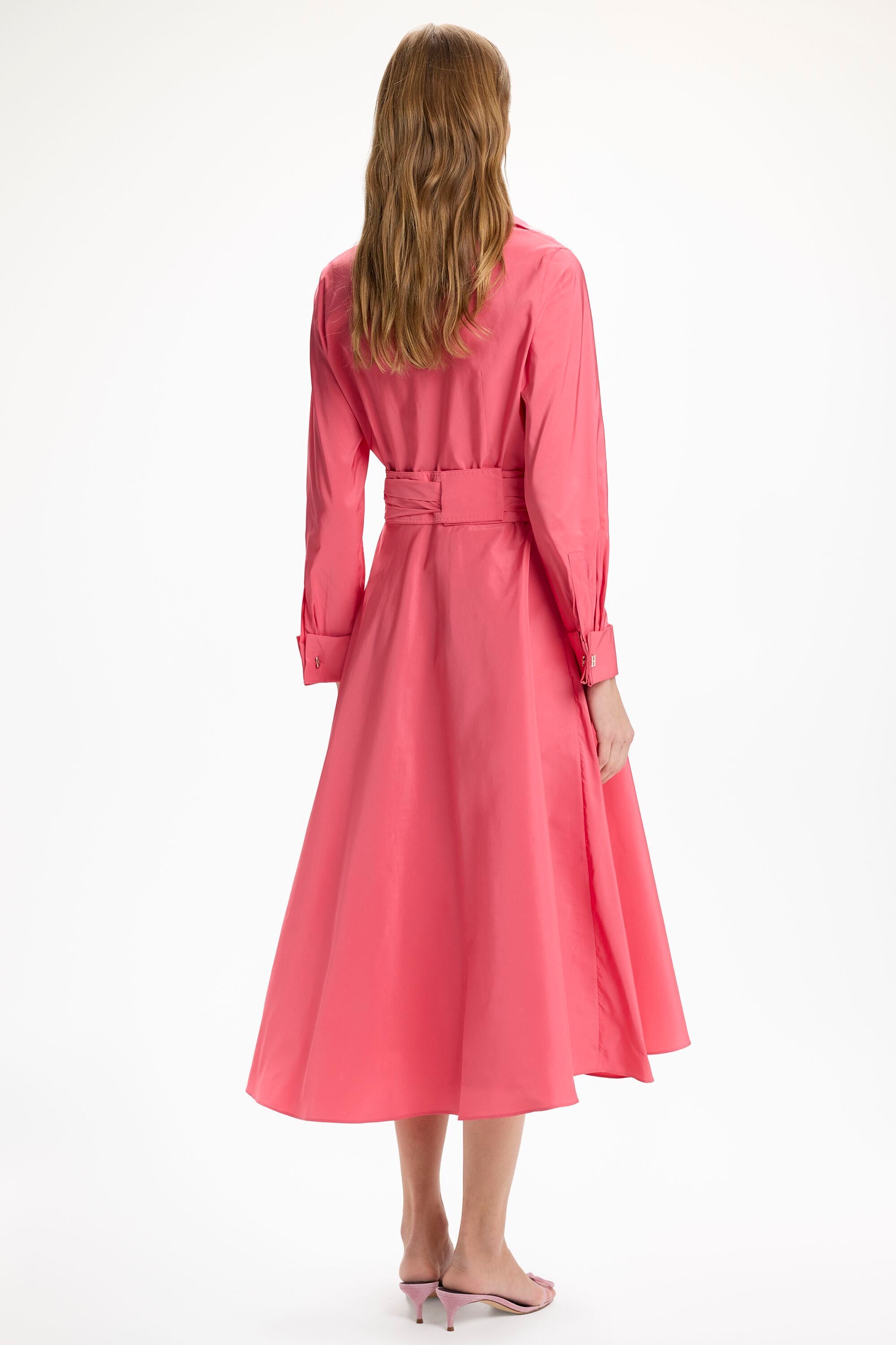 Taffeta Midi Shirt Dress with Sash pink - CH Carolina Herrera United States Taffeta Midi Shirt Dress with Sash pink - CH Carolina Herrera United States