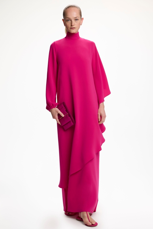 CREPÉ A-LINE ASYMMETRIC DRESS