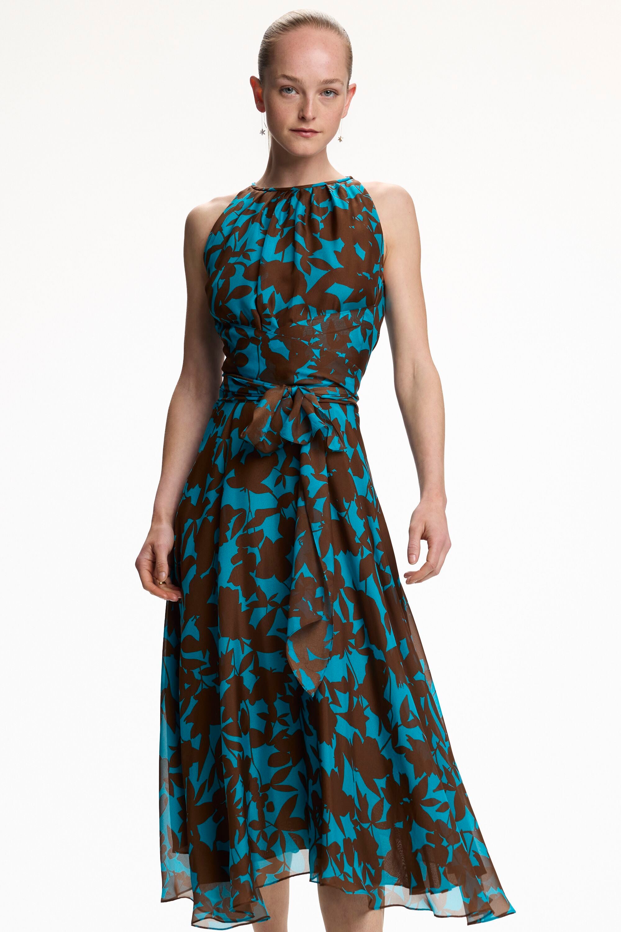 Print Silk Chiffon Halter Dress Print Silk Chiffon Halter Dress