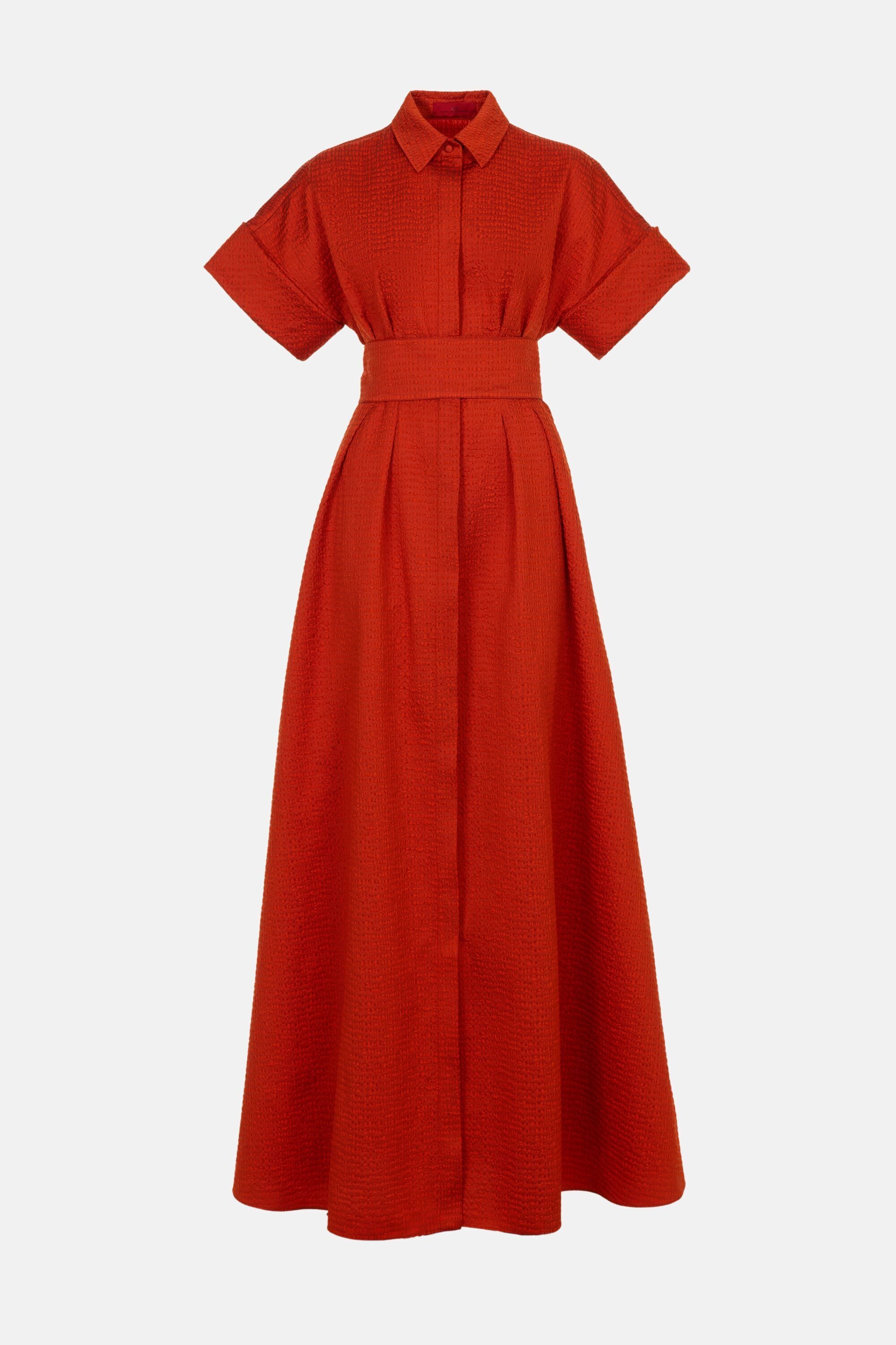carolina herrera orange shirt dress Mid-length dress