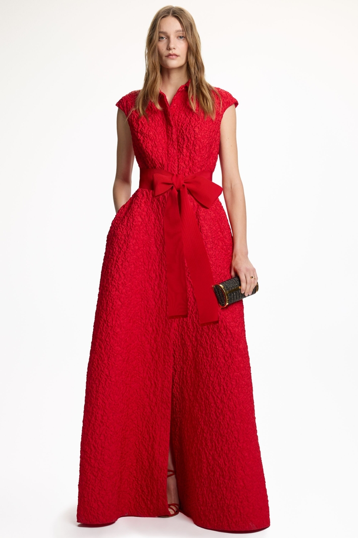 Brocade Long Shirt Dress