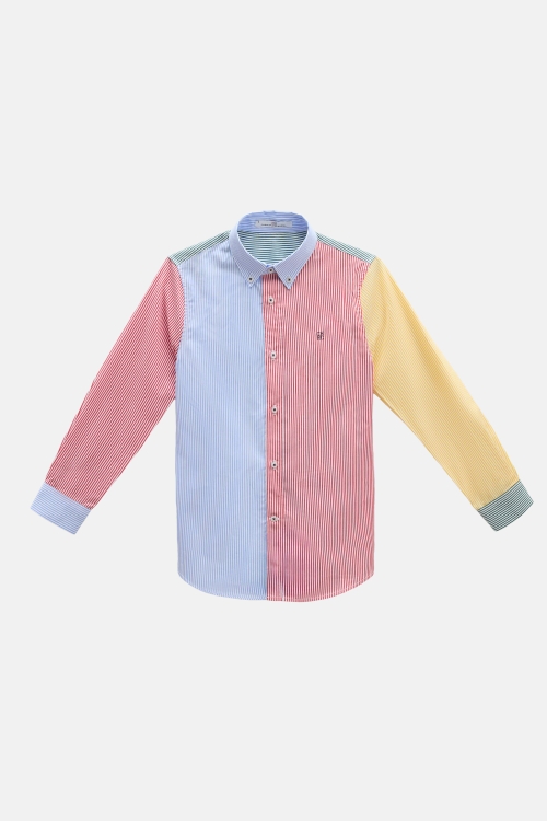 PATCHWORK CANDY STRIPE POPLIN SHIRT