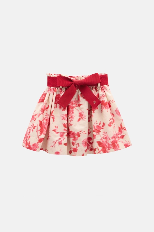 PRINT POPLIN FLARED SKIRT