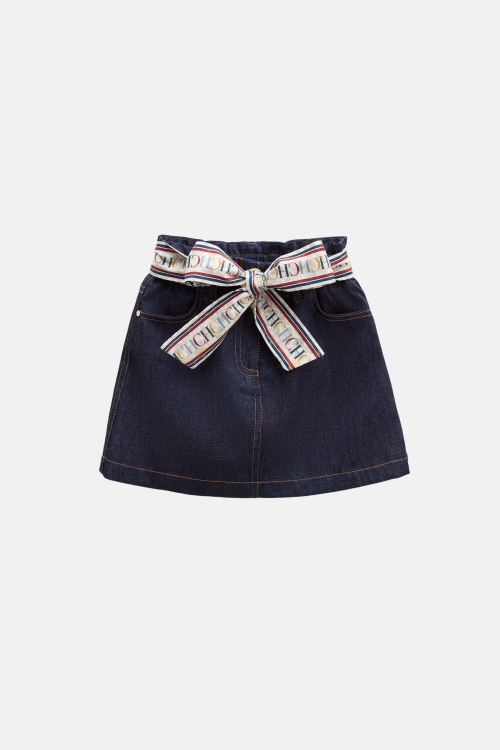 DENIM PAPERBAG SKIRT WITH BANDANA