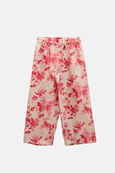 Jasmine Sonata Print Silk Twill Pyjama-Style Pants - BEIGE/PINK