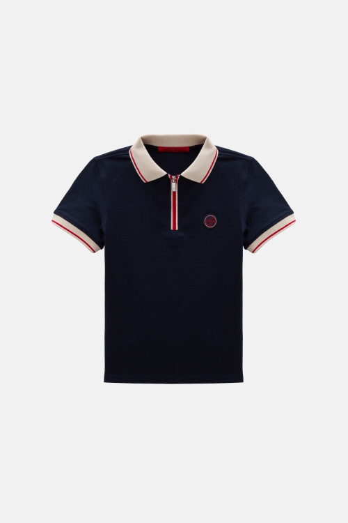 STRETCH-PIQUÉ HALF-ZIP POLO SHIRT