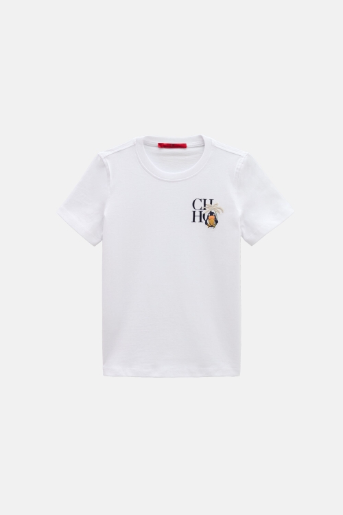 TOUKY EMBROIDERED FLOCKED T-SHIRT