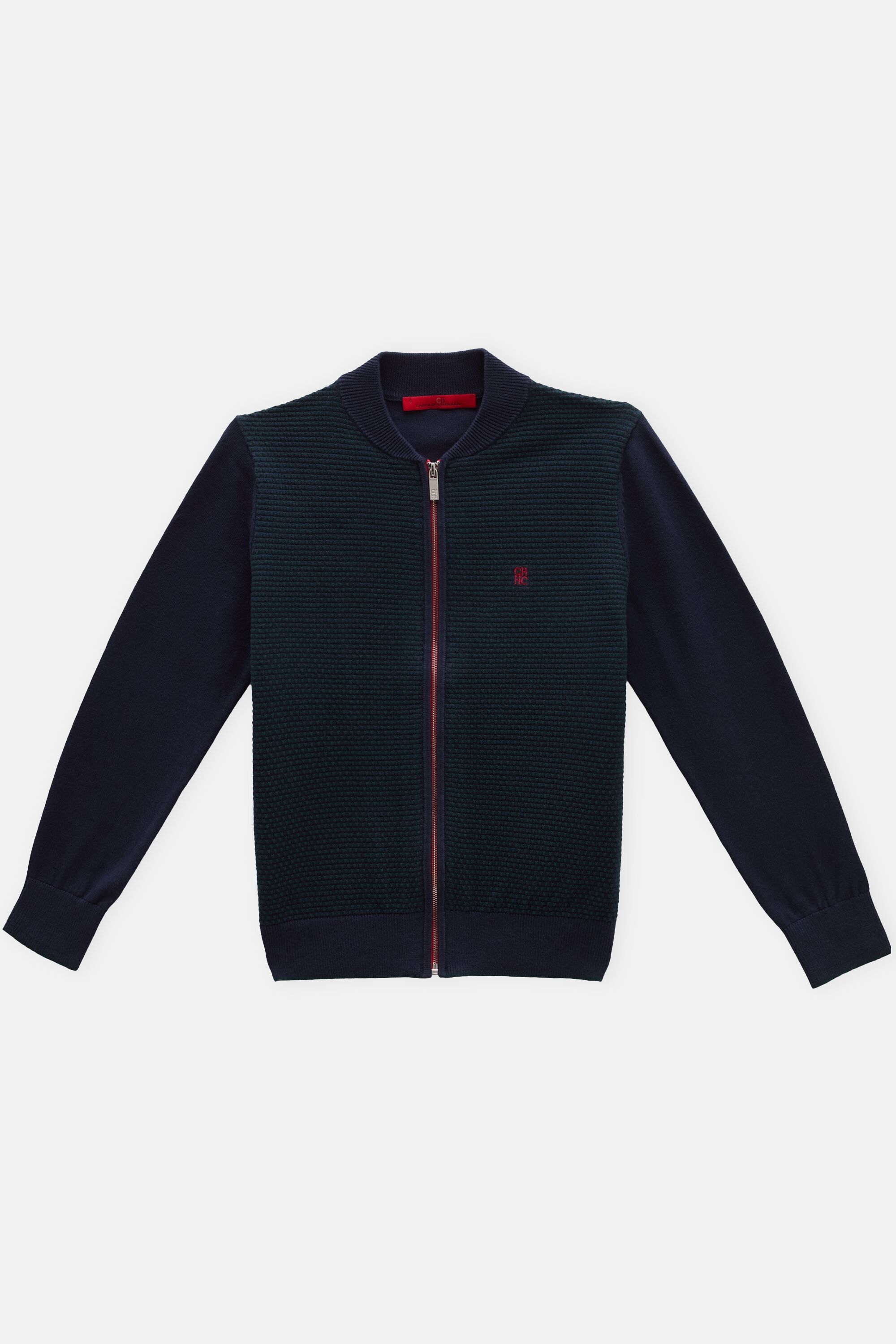 Cotton Bomber-Collar Cardigan