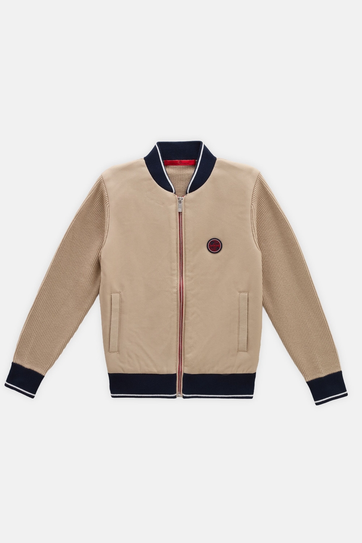 Knit and Nylon Bomber Jacket