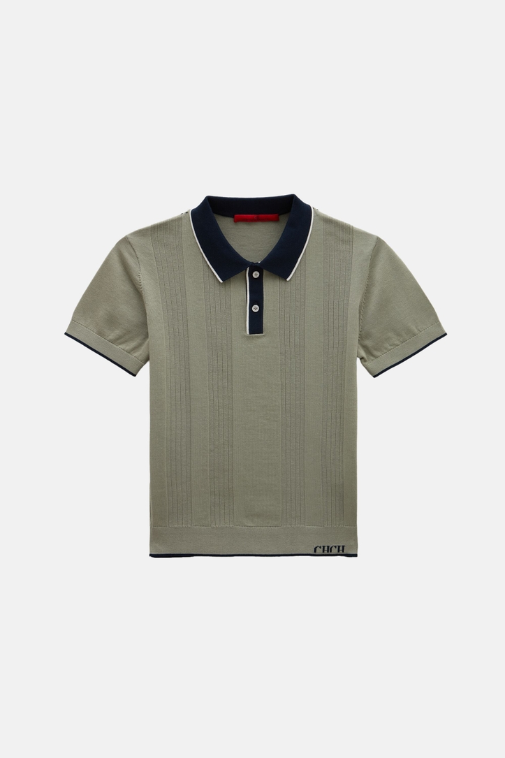 Rib Knit Polo Shirt