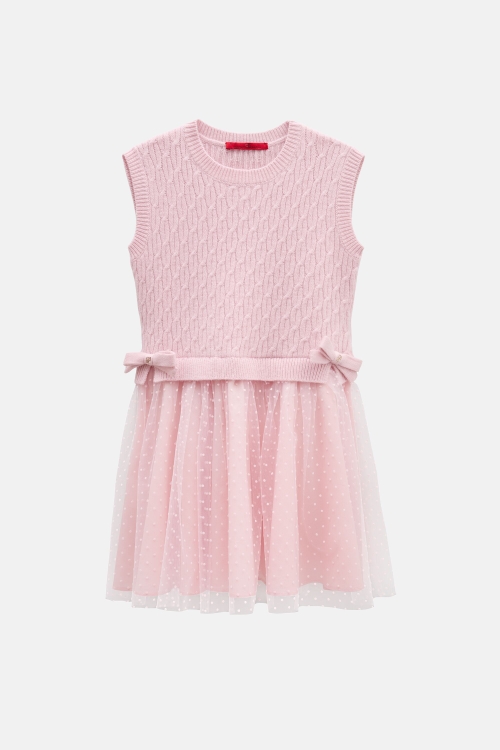 MERINO WOOL KNIT AND PLUMETIS DRESS