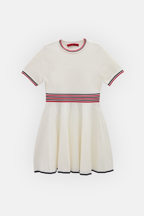 KNIT DRESS WITH PLEATED SKIRT