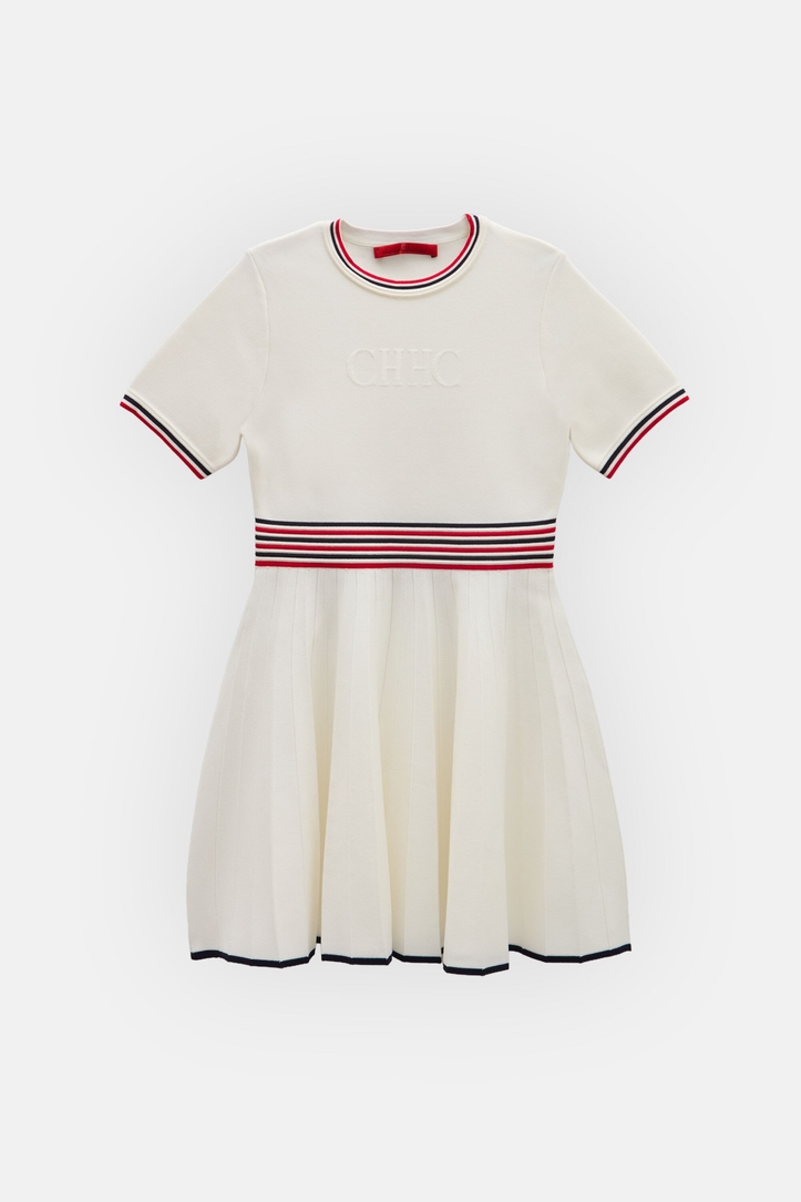 Knit Dress with Pleated Skirt