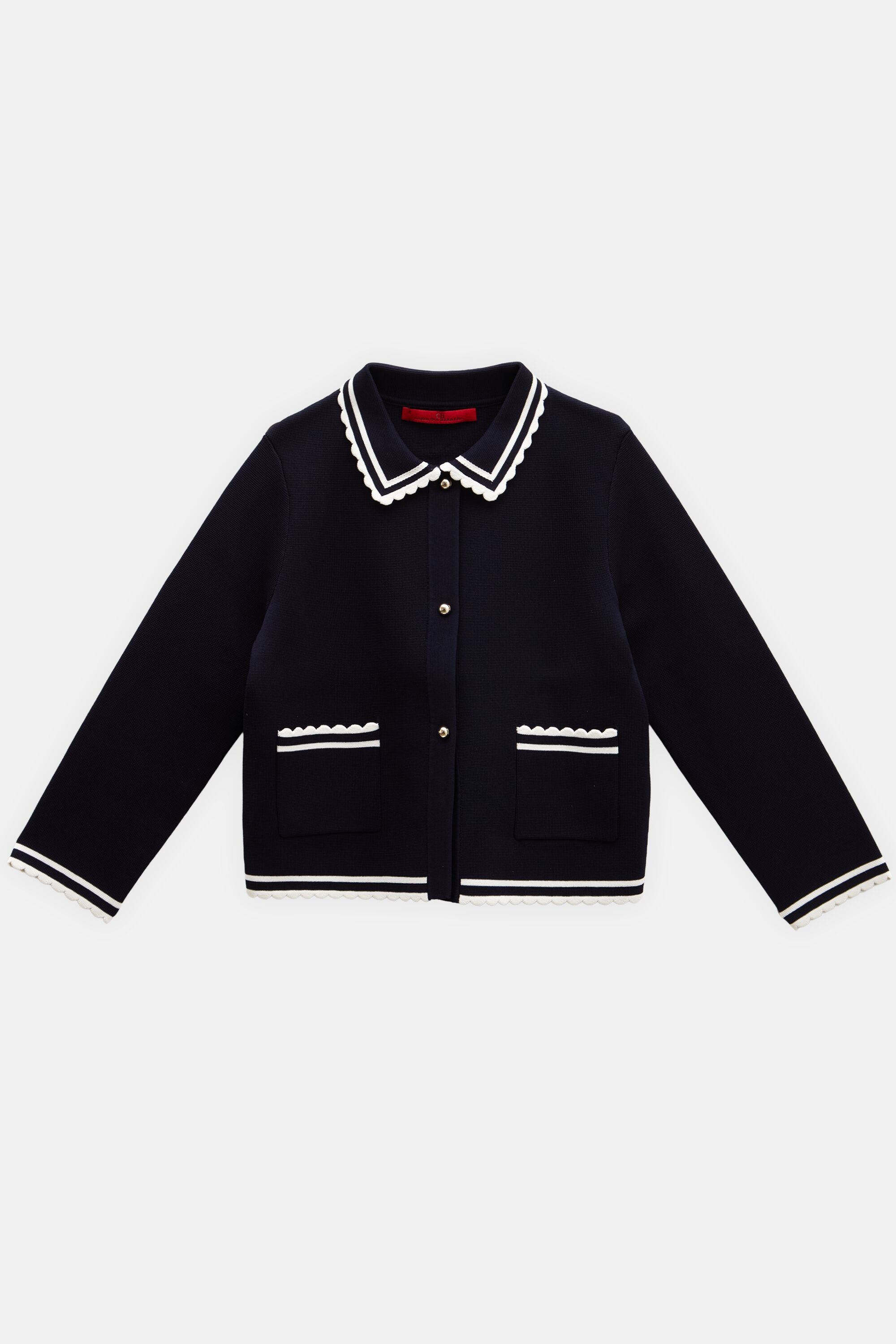Knit Jacket with Wavy Trims