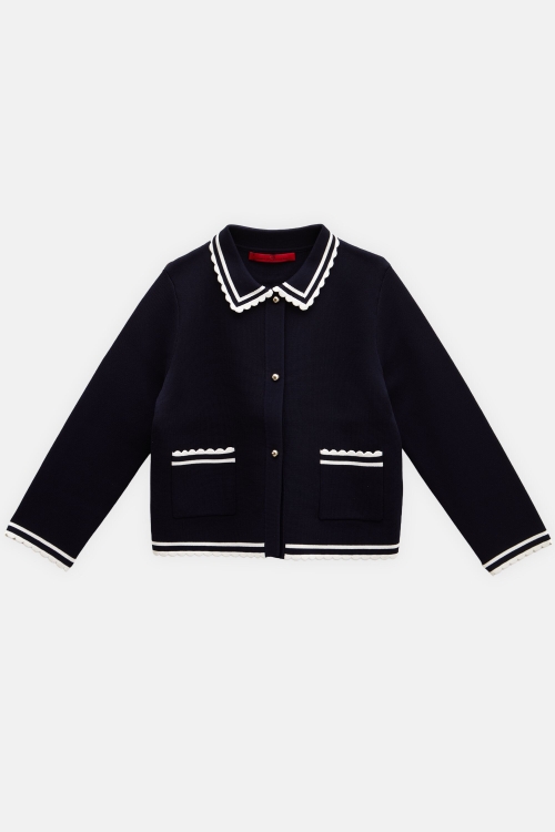 KNIT JACKET WITH WAVY TRIMS