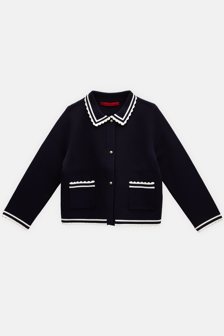 Knit Jacket with Wavy Trims
