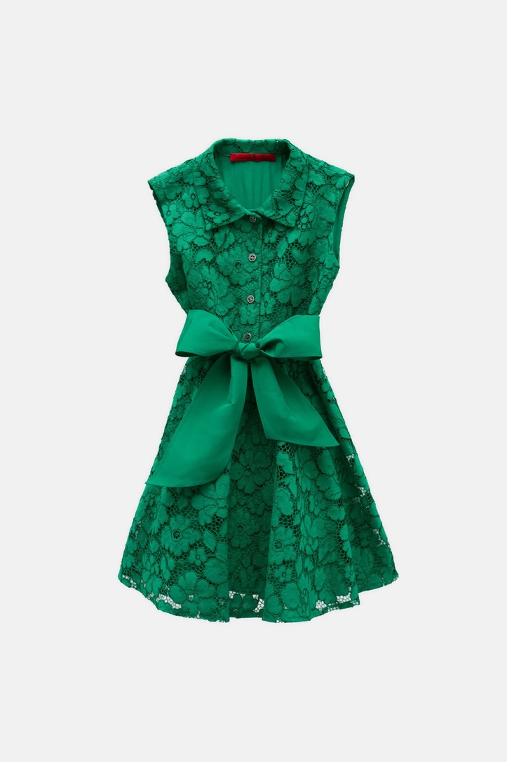 Lace Shirt Dress with Belt