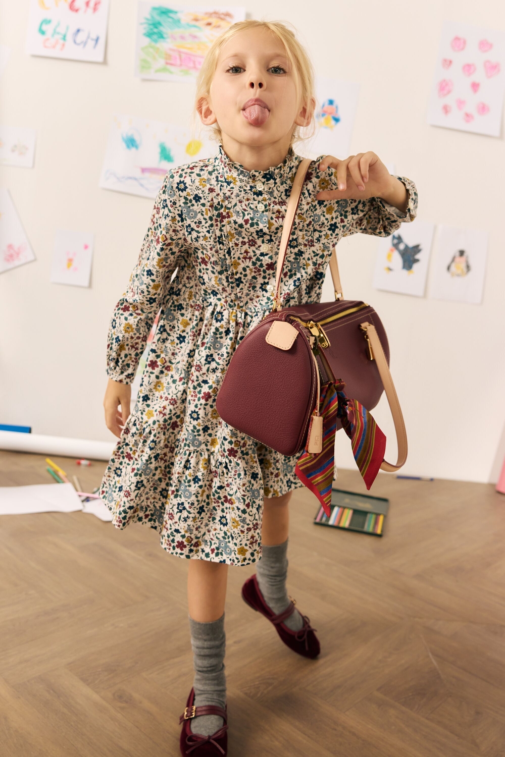PRINT POPLIN A-LINE DRESS
