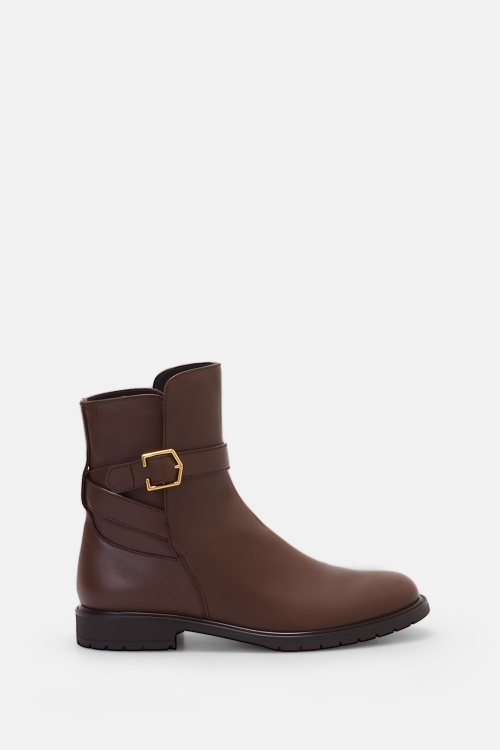 BLASÓN LEATHER FLAT ANKLE BOOTS