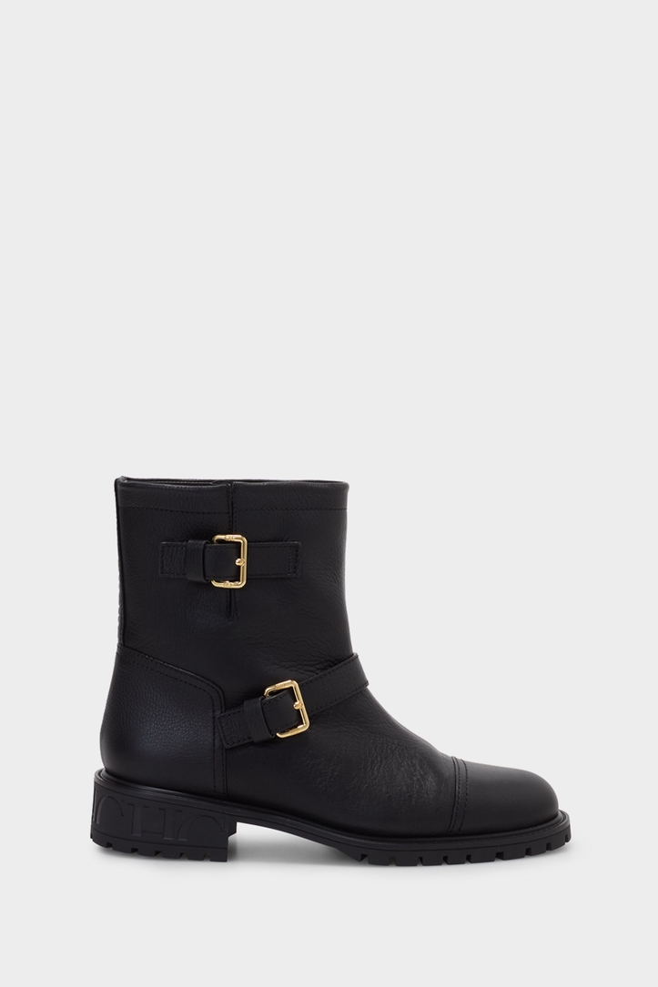 Factory Leather Flat Ankle Boots