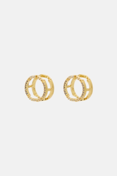 Initials Insignia Diamond Earrings - GOLD