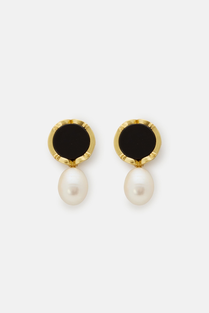 Initials Insignia Eclipse Earrings with Pearl