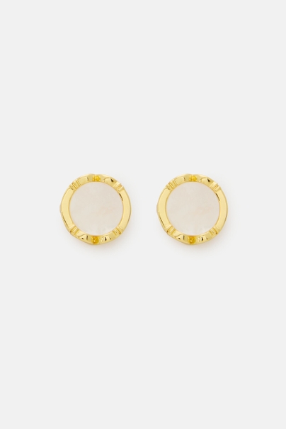 Initials Insignia Eclipse Earrings - GOLD/WHITE