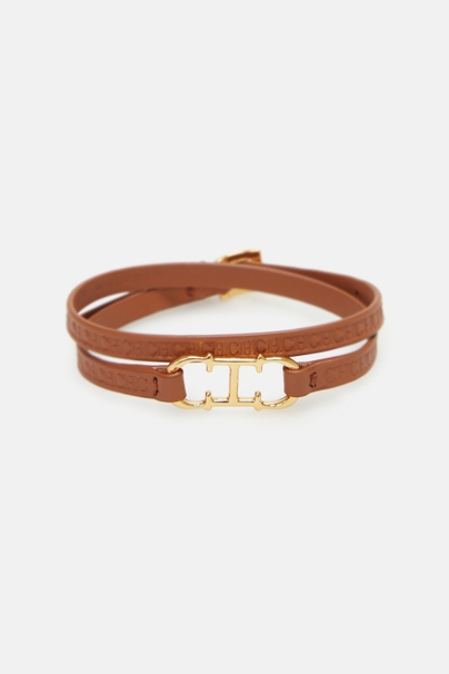 Pulsera Sweet Icons Initials Insignia de Piel - COGNAC