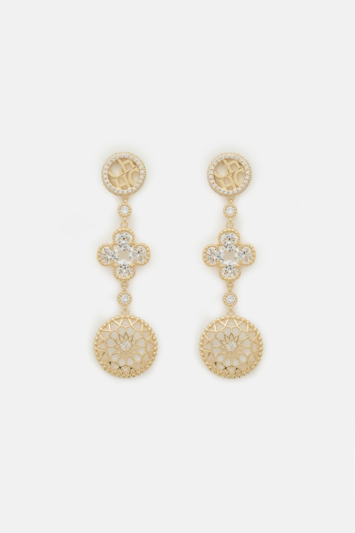 ROSETTA INSIGNIA MILGRAIN EARRINGS WITH PEARL AND CRYSTAL