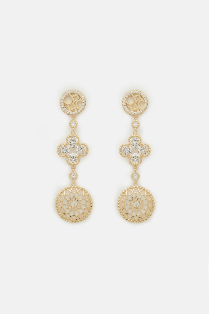 Rosetta Insignia Milgrain Earrings with Pearl and Crystal