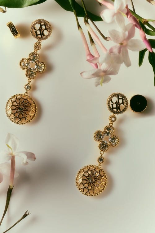 ROSETTA INSIGNIA MILGRAIN EARRINGS WITH PEARL AND CRYSTAL