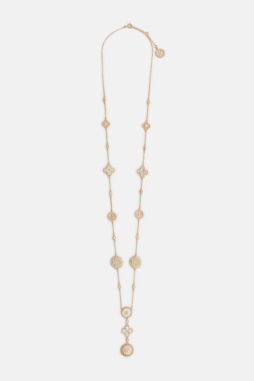 ROSETTA INSIGNIA MILGRAIN NECKLACE WITH PEARL AND CRYSTAL