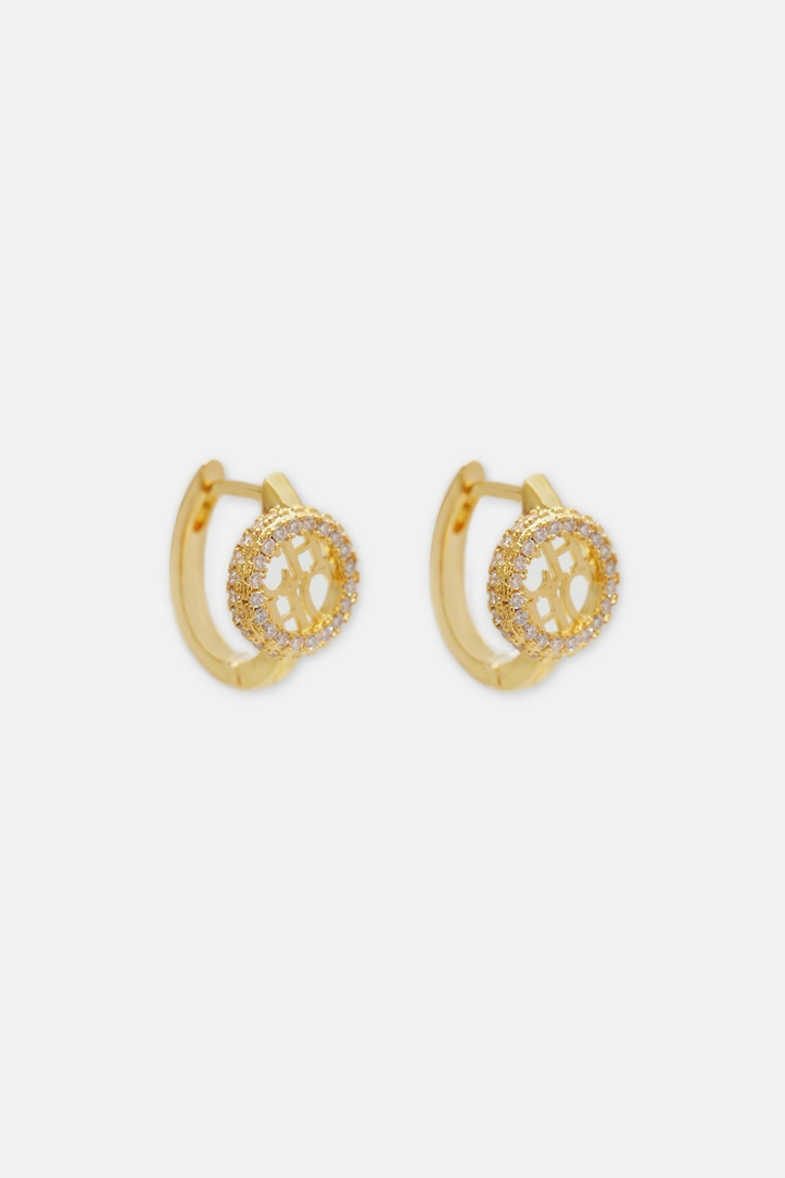 Signet Diamond Earrings with Crystal