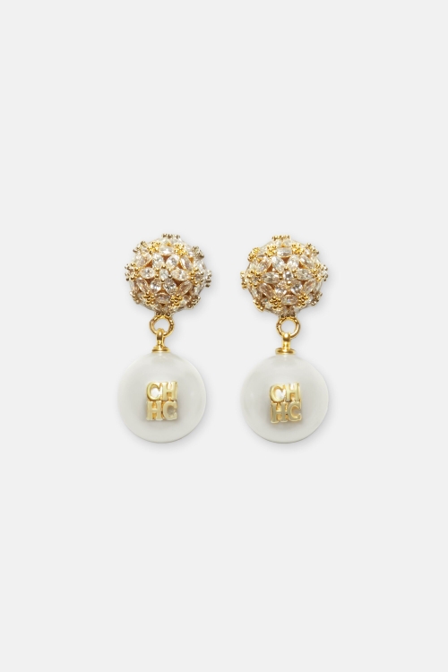 JASMINE BIZNAGA AUDREY EARRINGS WITH PEARL AND CRYSTAL