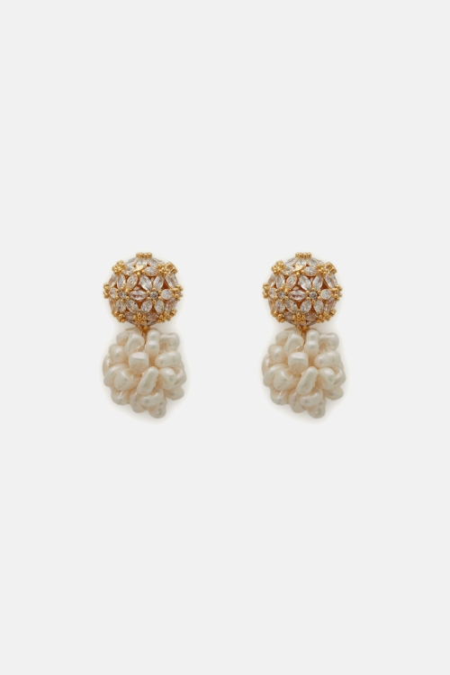 JASMINE BIZNAGA AUDREY EARRINGS WITH PEARL AND CRYSTAL