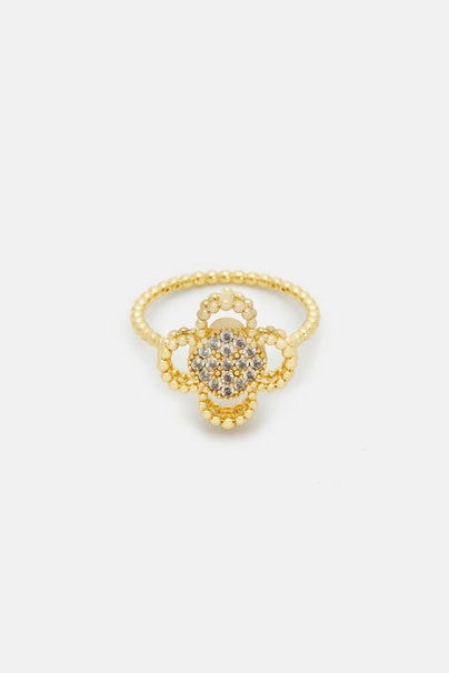 Rosetta Insignia Milgrain Ring with Crystal - GOLD