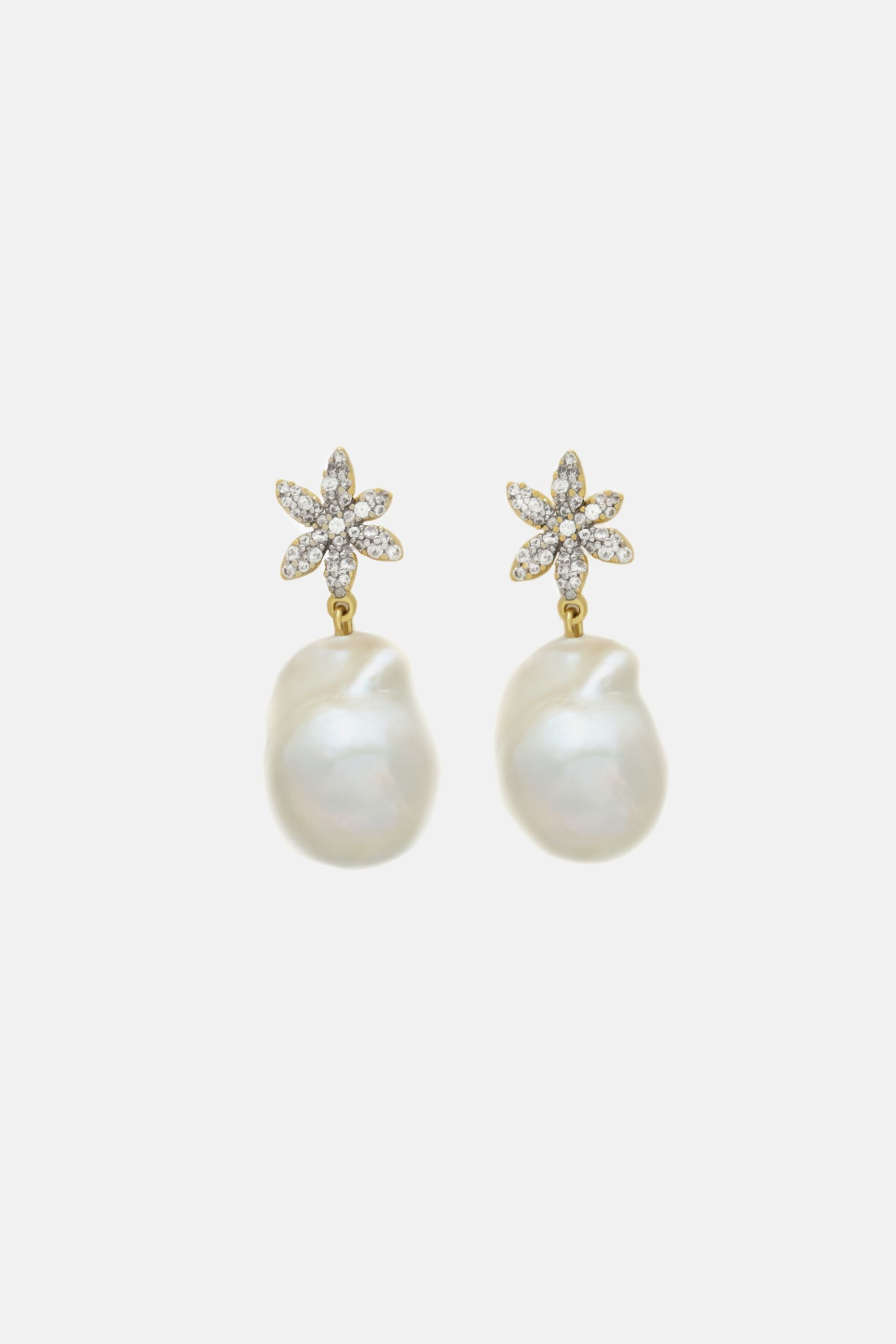 Jasmine Glow Earrings with Pearl and Crystal