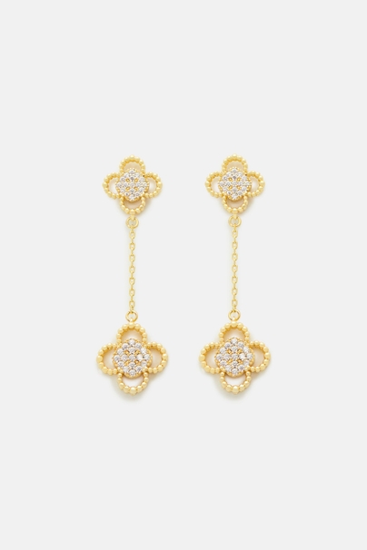 Rosetta Insignia Milgrain Earrings with Crystal - GOLD