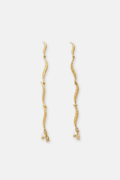 Waves Earrings with Pearl - GOLD