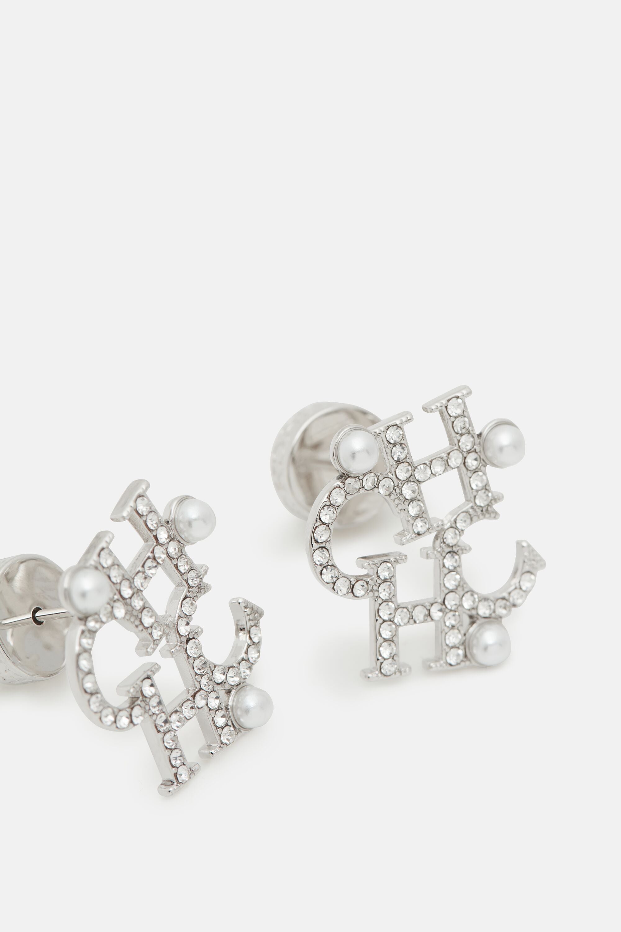 Between the Line earrings silver/pearl - CH Carolina Herrera