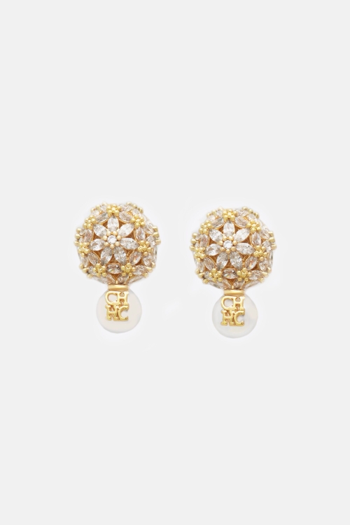 JASMINE BIZNAGA AUDREY EARRINGS WITH PEARL AND CRYSTAL